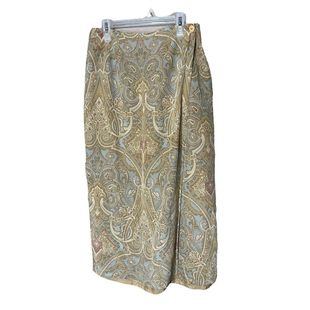 Chelsea Cambell 100% Silk Paisley Print Wrap‎ Skirt Size 8 Petite
